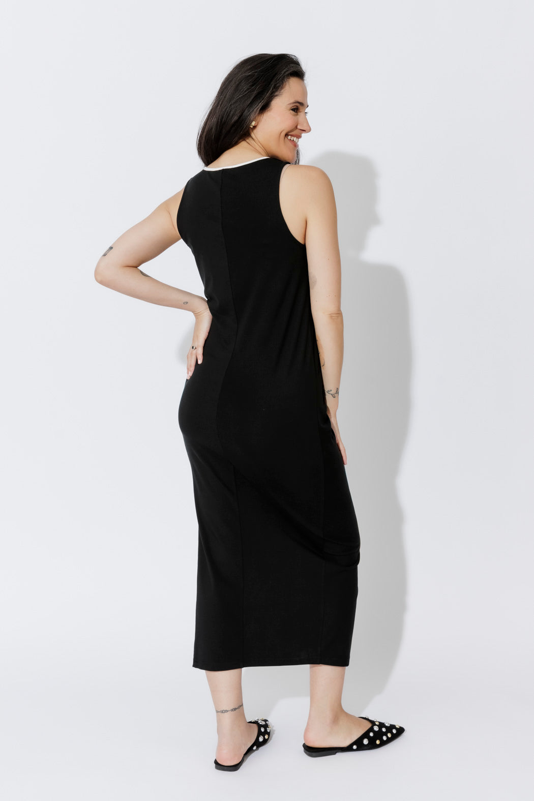 Black Contrast Tencel Harlow Dress
