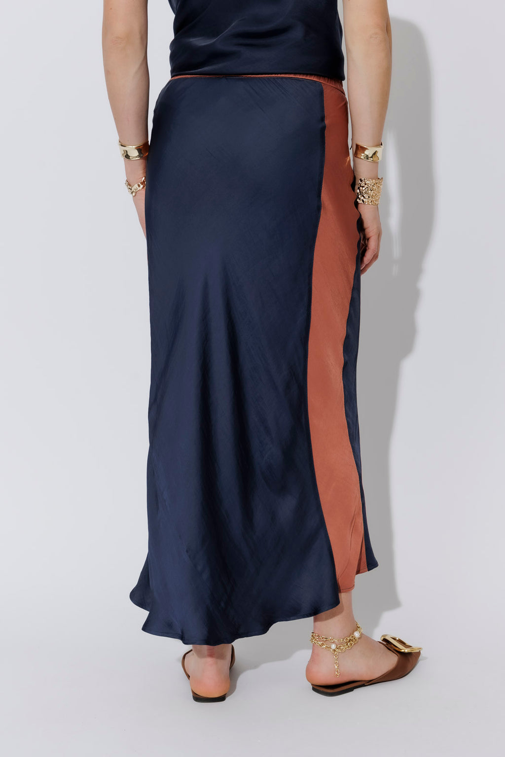 Navy Glow Bias Panel Skirt