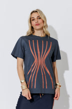 Navy Hourglass Lines T-Shirt