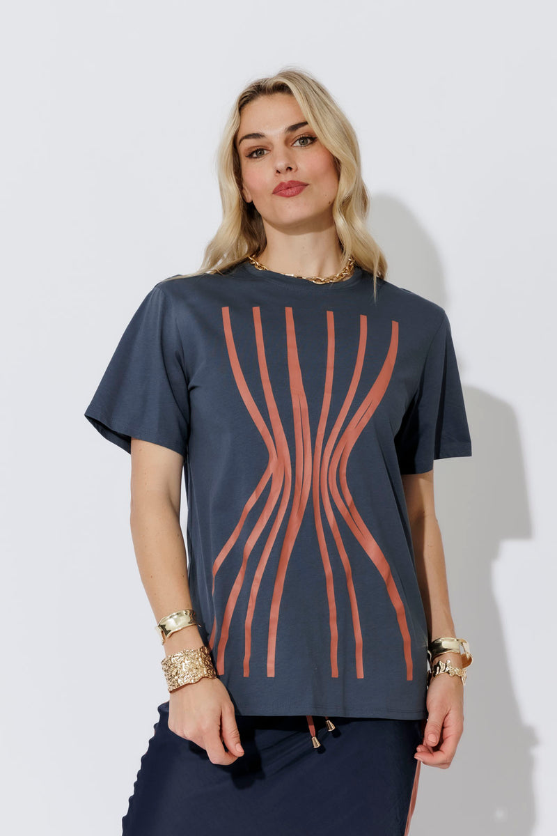 Navy Hourglass Lines T-Shirt
