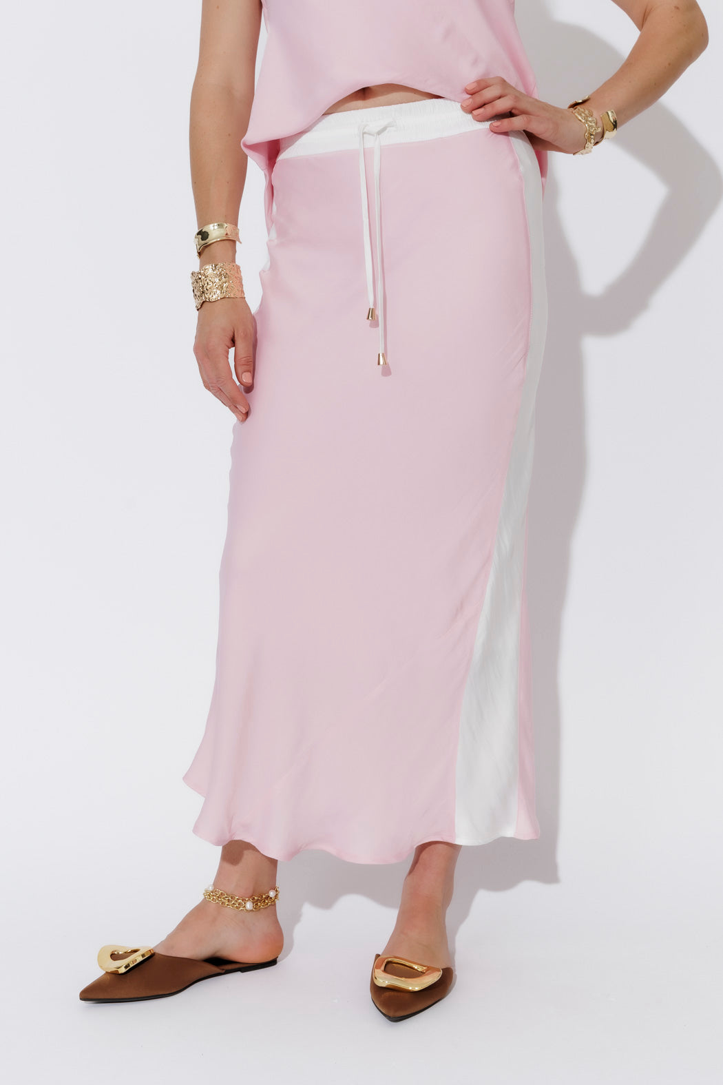 Pink Glow Bias Panel Skirt