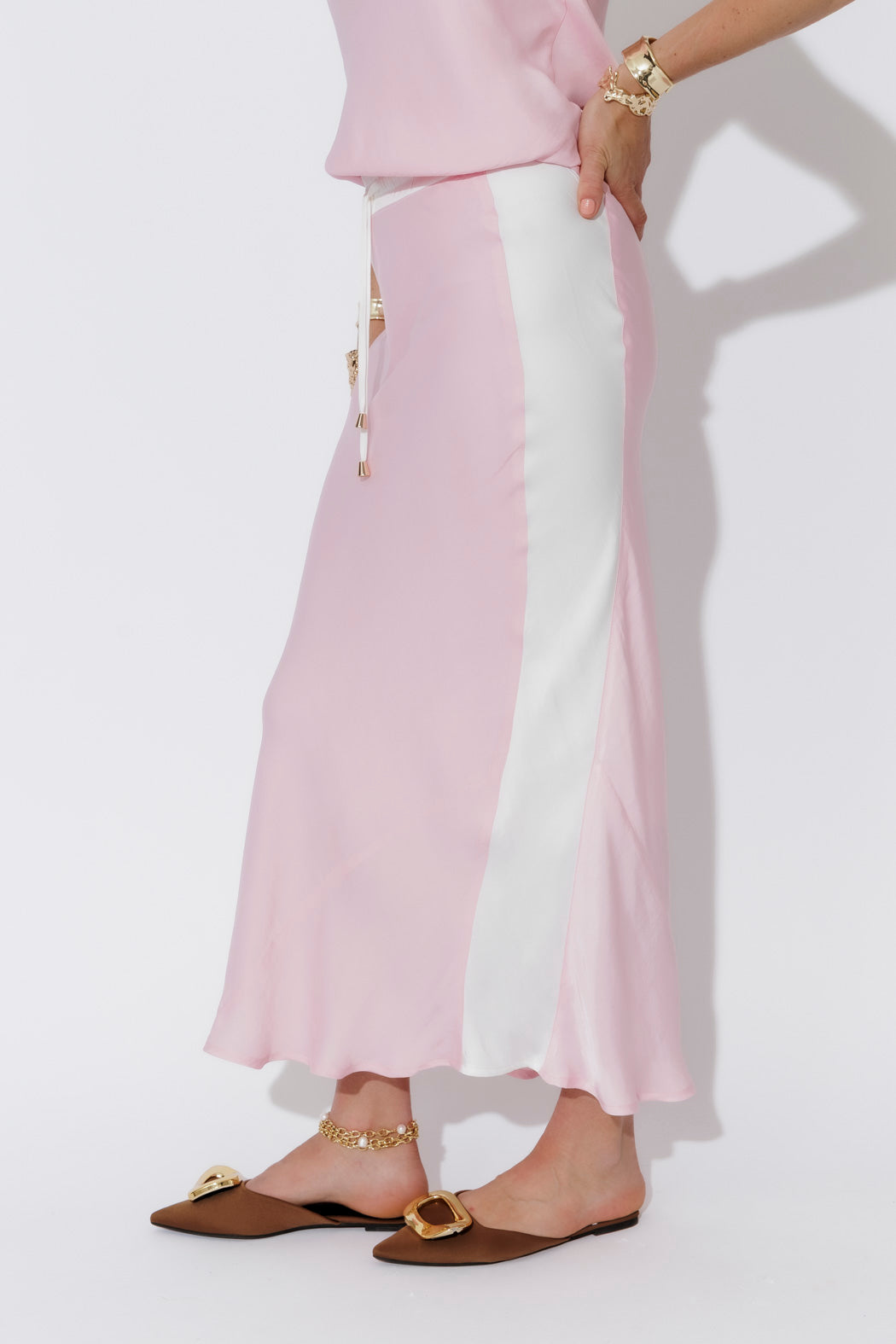 Pink Glow Bias Panel Skirt