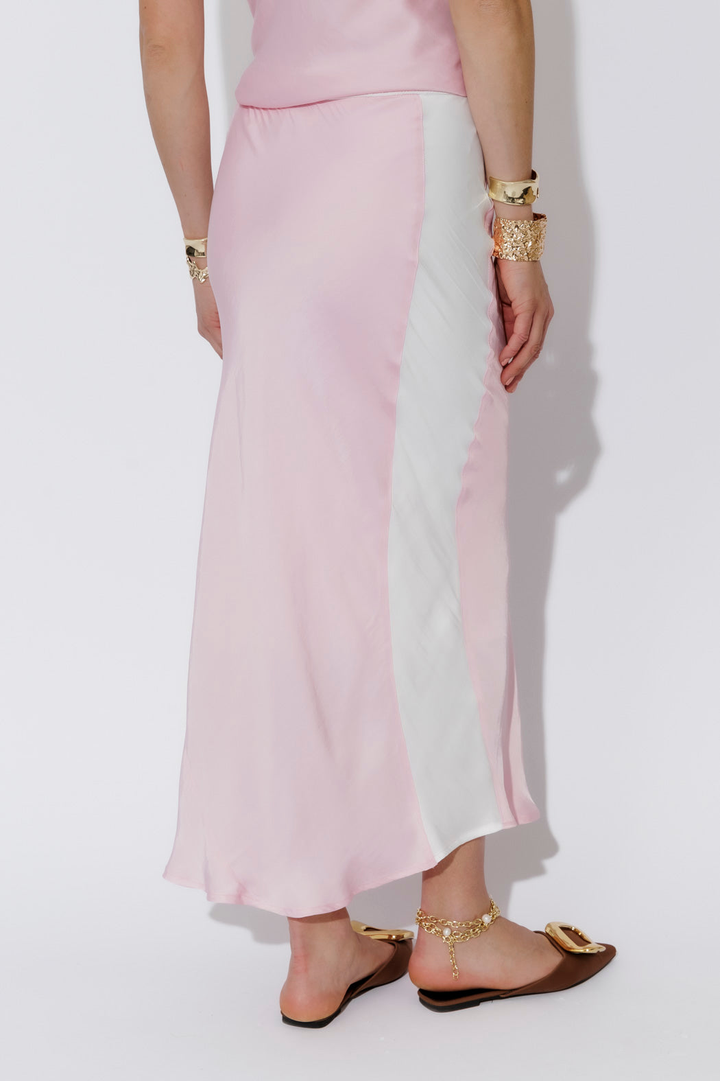 Pink Glow Bias Panel Skirt