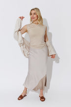 Oatmeal Sleeveless Drape Knit Top