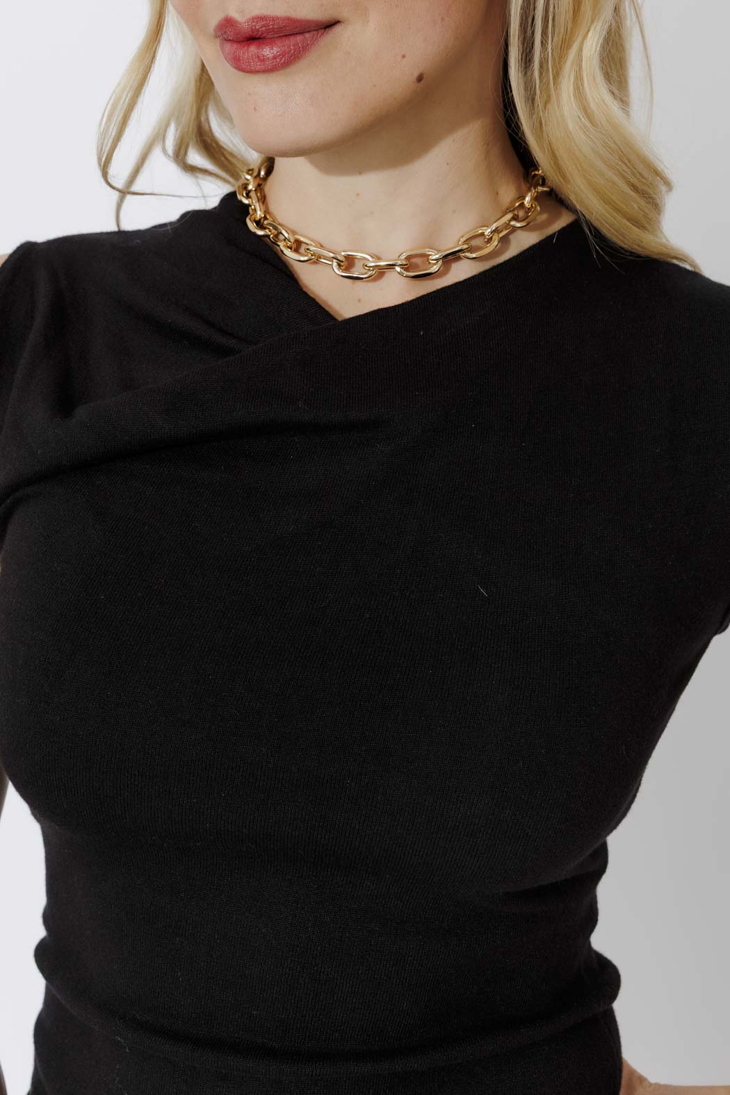 Black Sleeveless Drape Knit Top