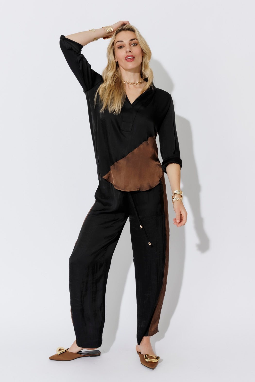 Black Spliced Milan Blogger Shirt
