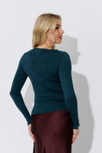 Teal Fine Knit Twist Top
