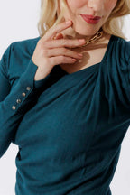 Teal Fine Knit Twist Top