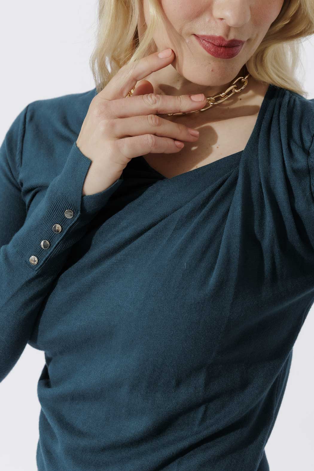 Teal Fine Knit Twist Top