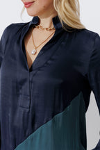 Navy Spliced Milan Blogger Shirt