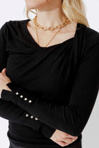 Black Fine Knit Twist Top