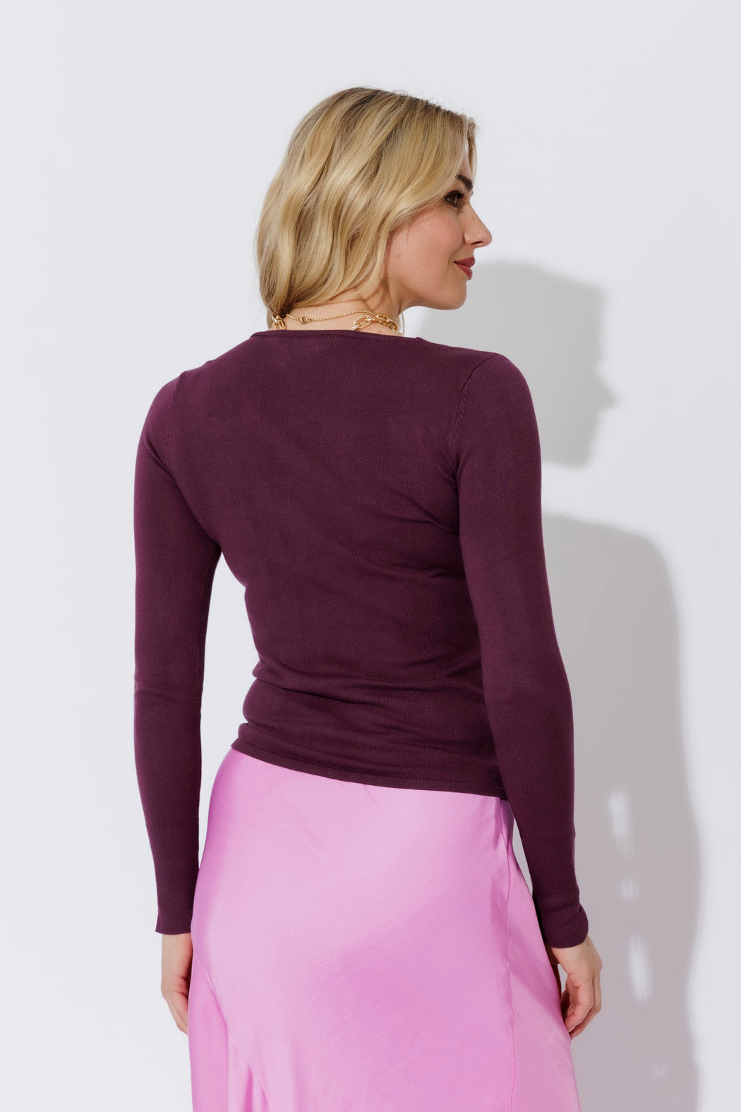 Plum Fine Knit Twist Top