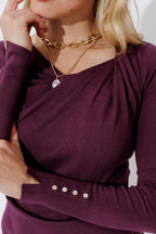 Plum Fine Knit Twist Top