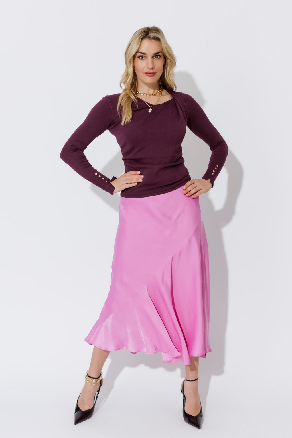 Plum Fine Knit Twist Top