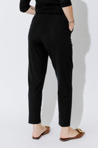 Black Tencel Fold Front Pant