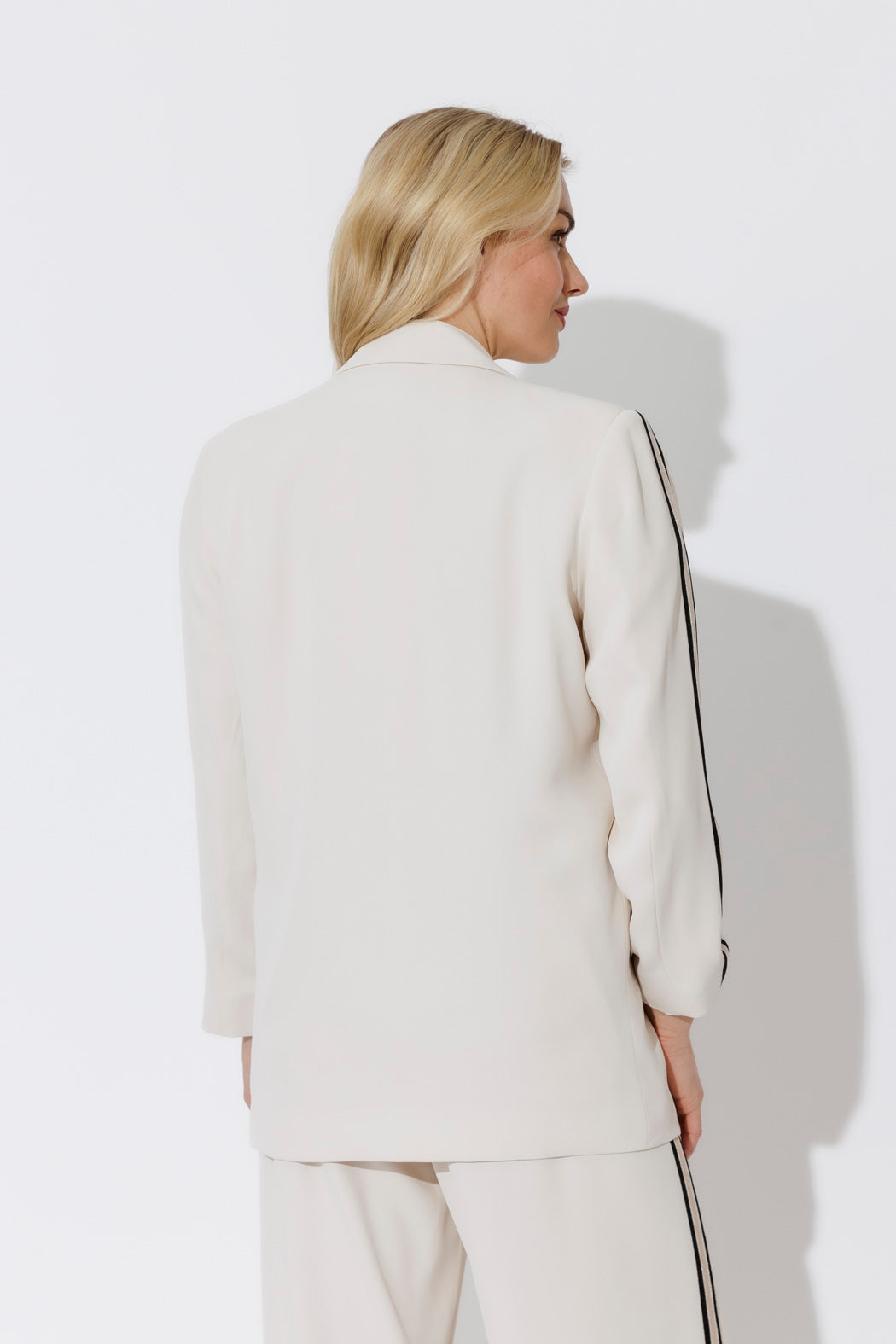 Ivory Euro Stripe Boyfriend Blazer