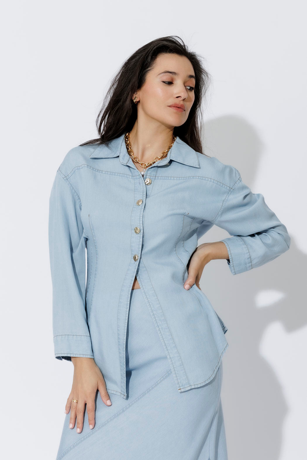 Light Denim Tencel Hourglass Shirt