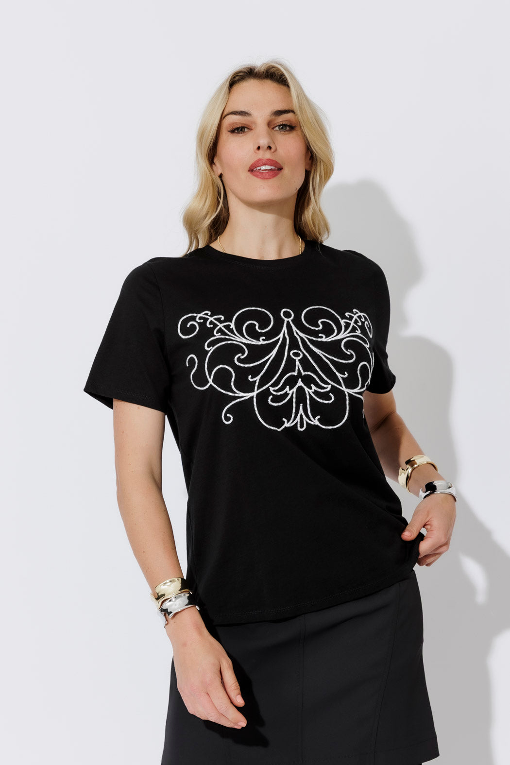 Black Angel Embroidery T-Shirt