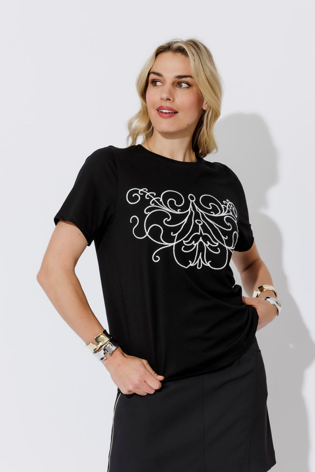 Black Angel Embroidery T-Shirt