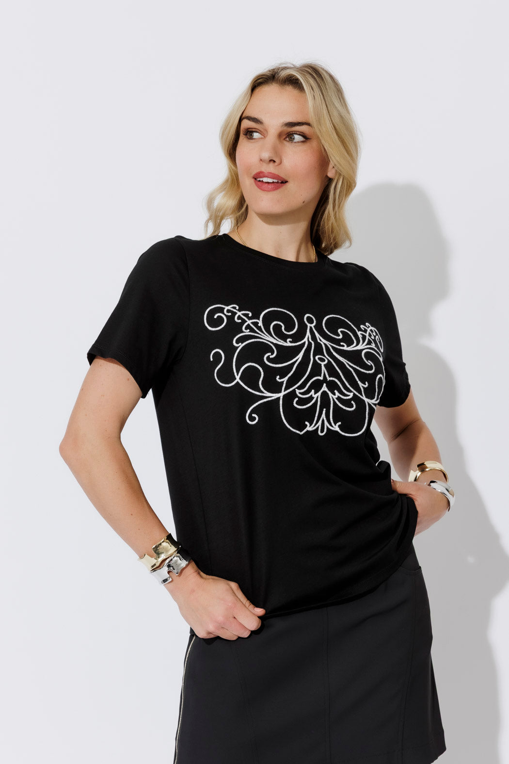 Black Angel Embroidery T-Shirt