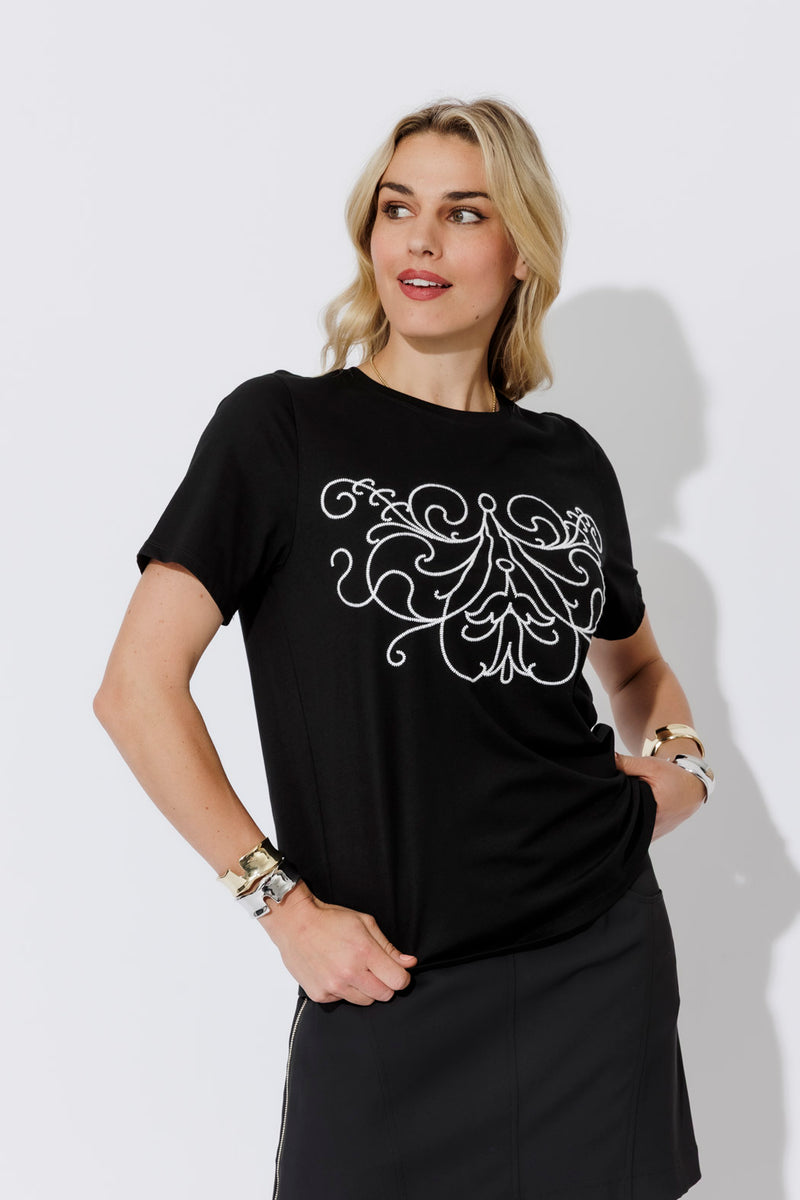 Black Angel Embroidery T-Shirt
