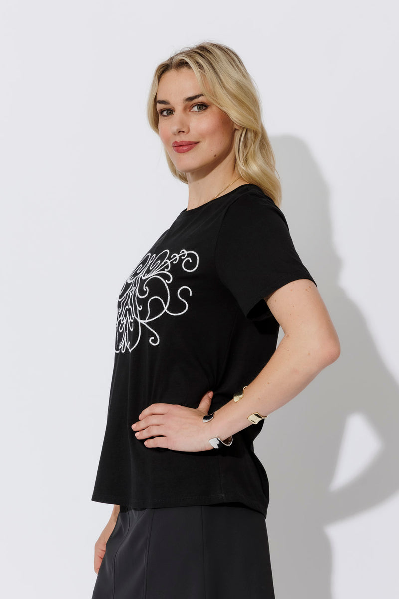 Black Angel Embroidery T-Shirt