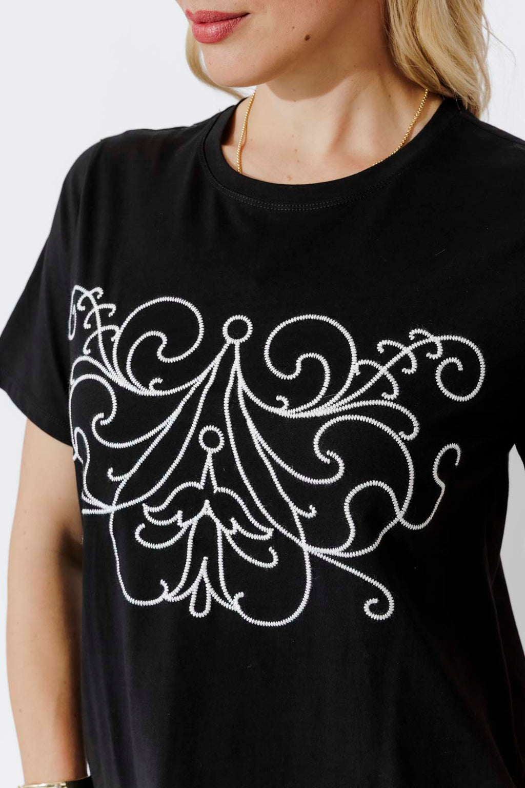 Black Angel Embroidery T-Shirt