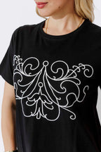 Black Angel Embroidery T-Shirt