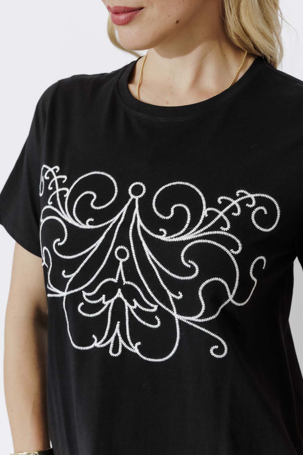Black Angel Embroidery T-Shirt