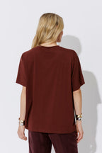 Plum Oversized Stripe Sleeve T-Shirt