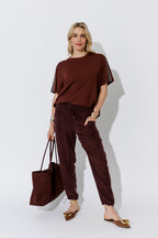 Plum Oversized Stripe Sleeve T-Shirt