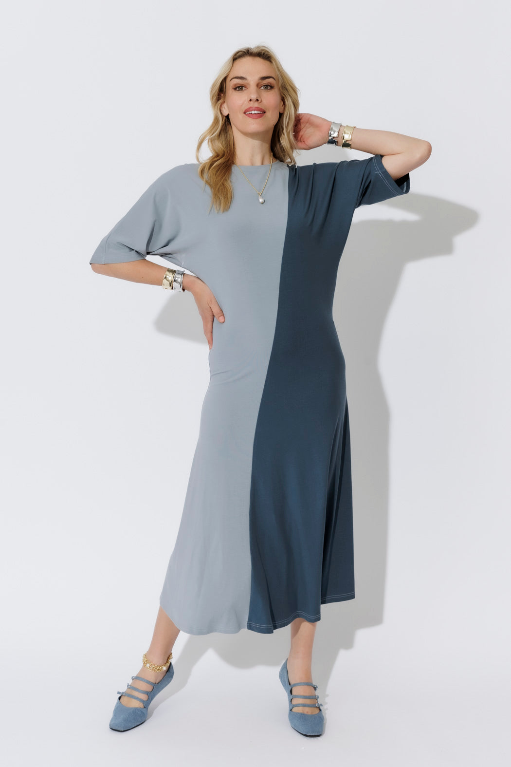 Blue Tencel Dolman Dress