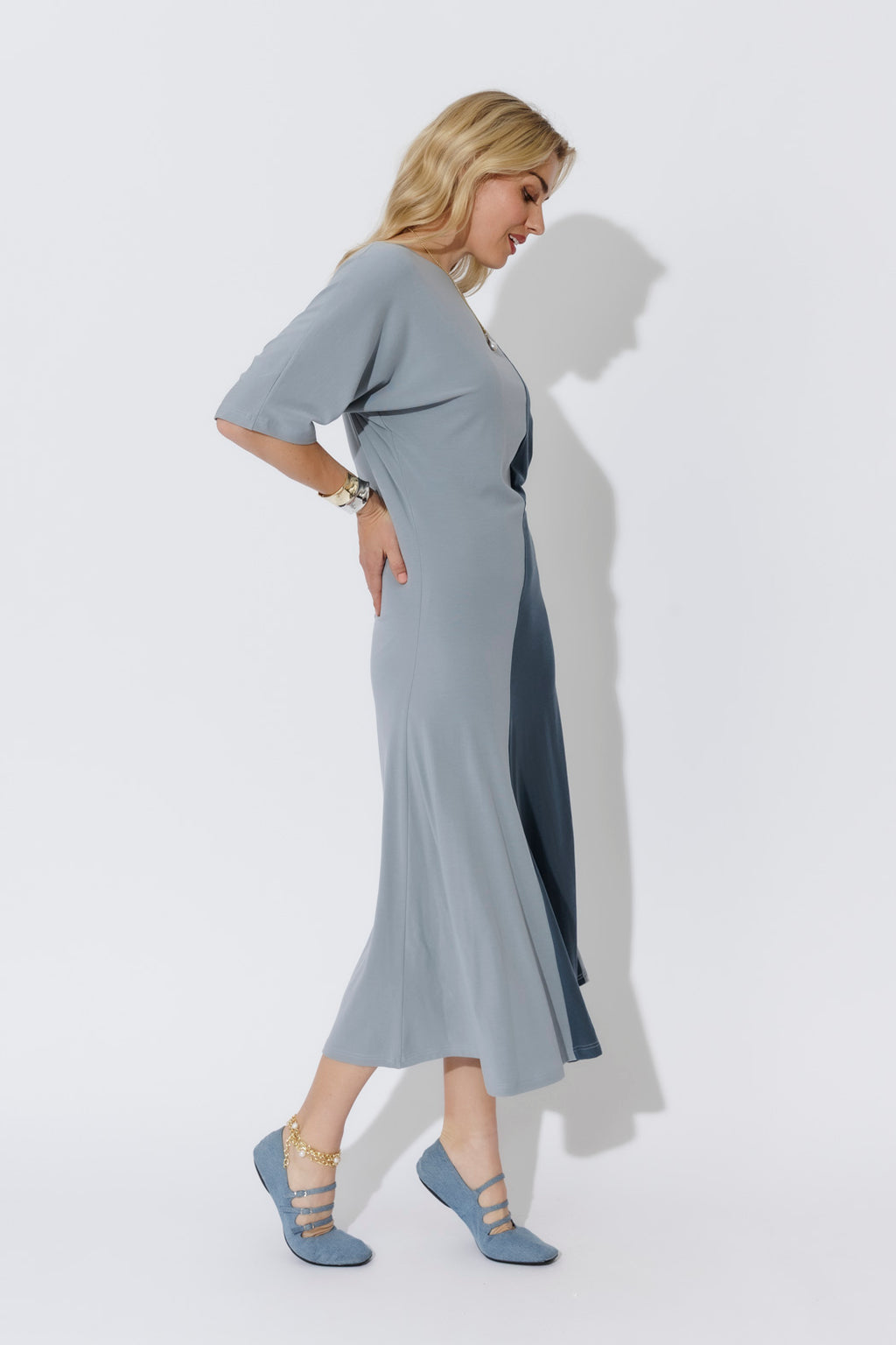 Blue Tencel Dolman Dress