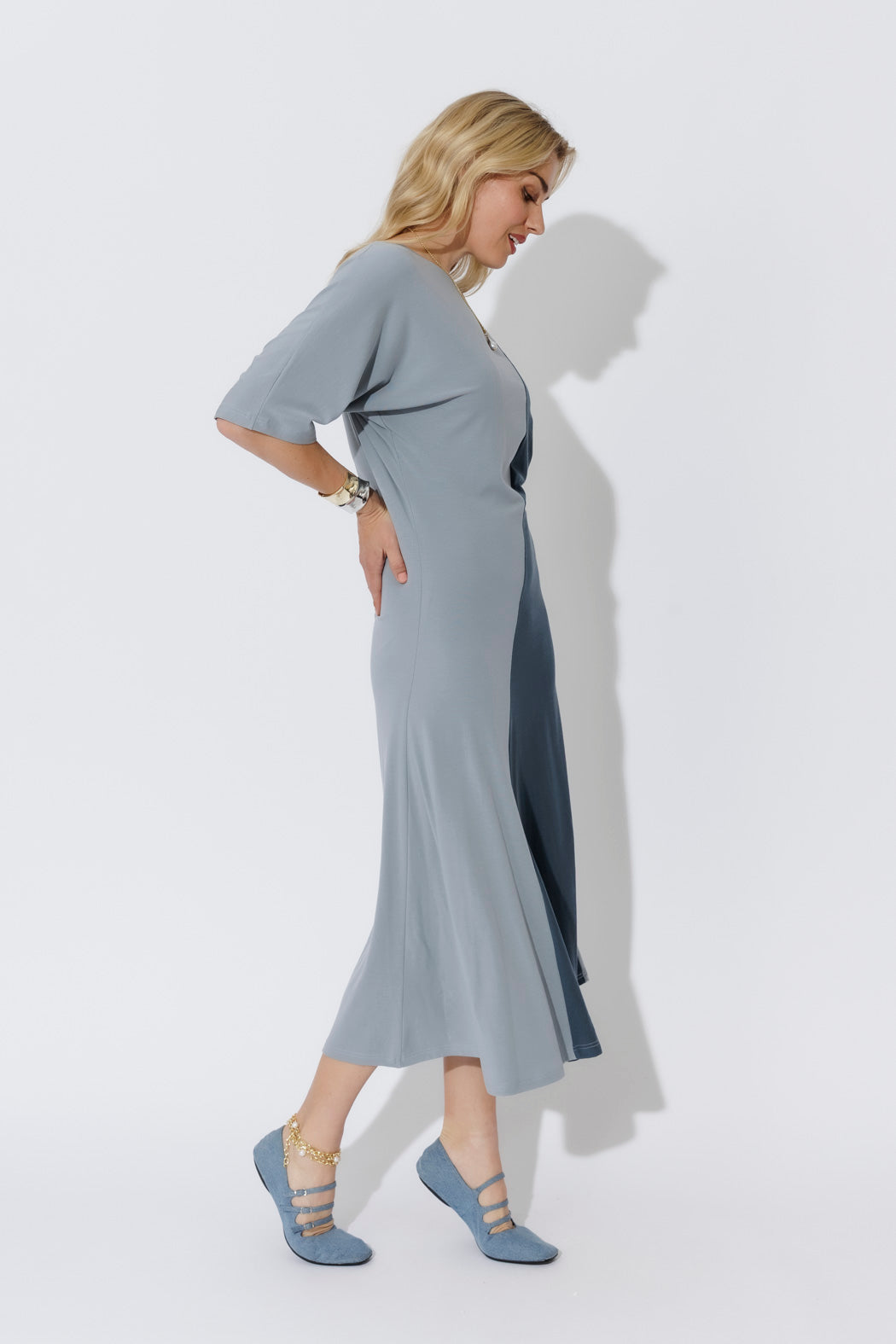 Blue Tencel Dolman Dress