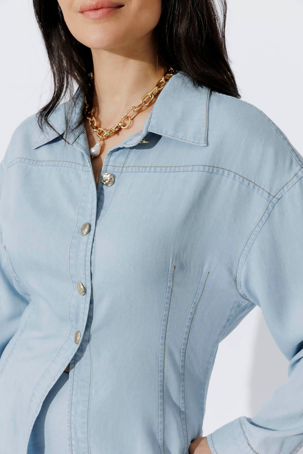 Light Denim Tencel Hourglass Shirt