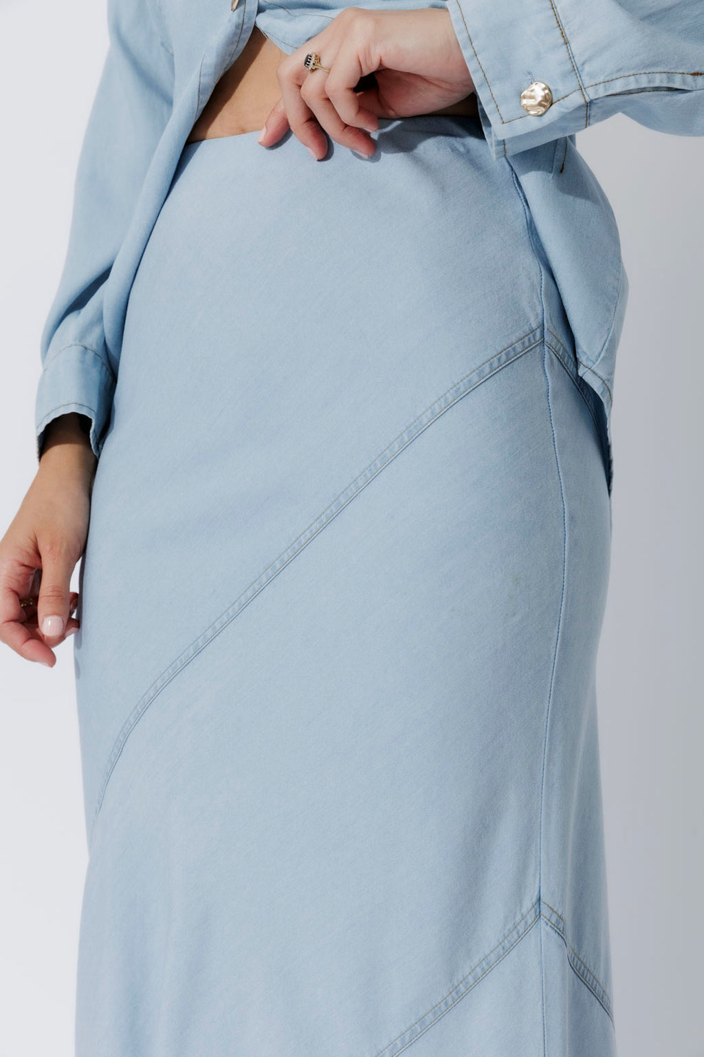 Light Denim Tencel Bias Skirt