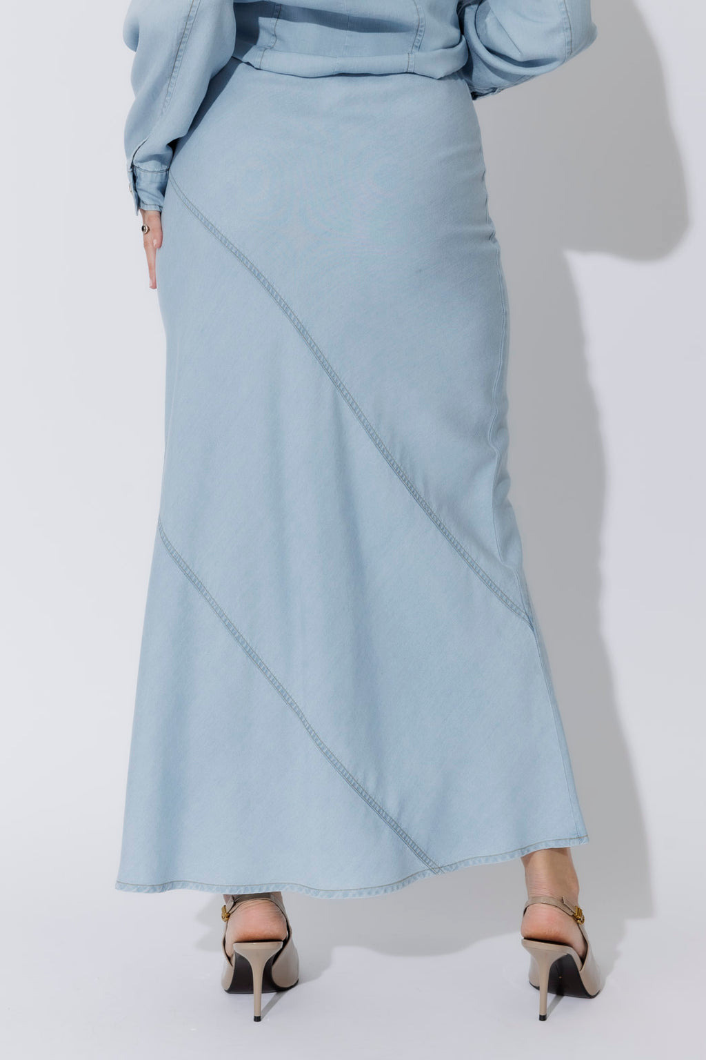 Light Denim Tencel Bias Skirt