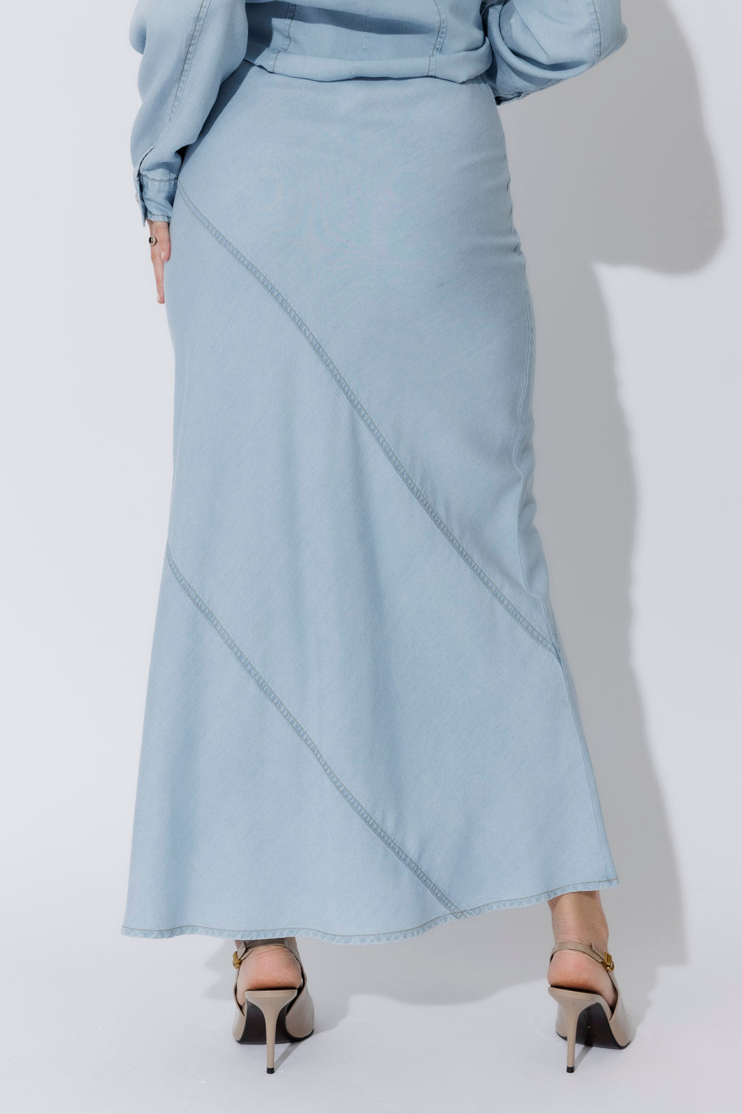 Light Denim Tencel Bias Skirt