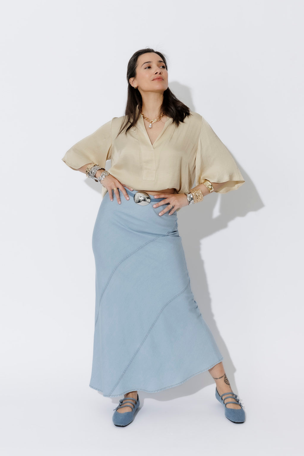 Sand Glow Fluted Blogger Shirt