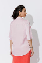 Pale Pink Glow Fluted Blogger Shirt