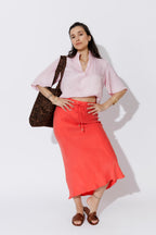 Pale Pink Glow Fluted Blogger Shirt