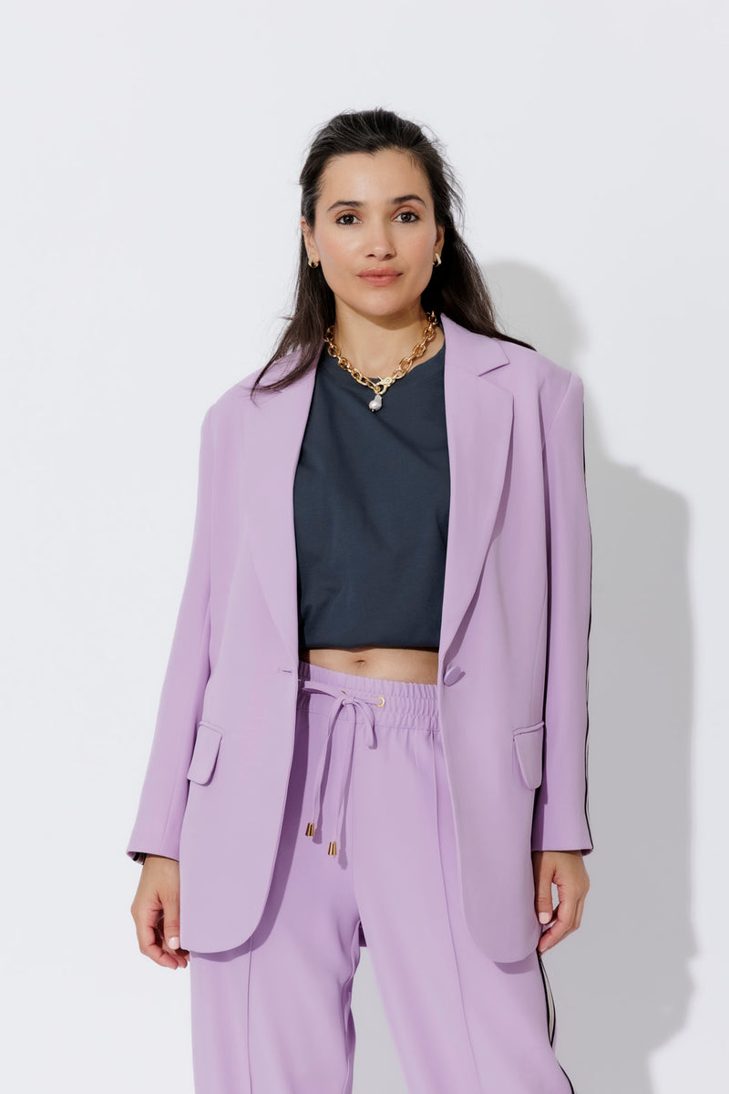 Lilac Euro Stripe Boyfriend Blazer