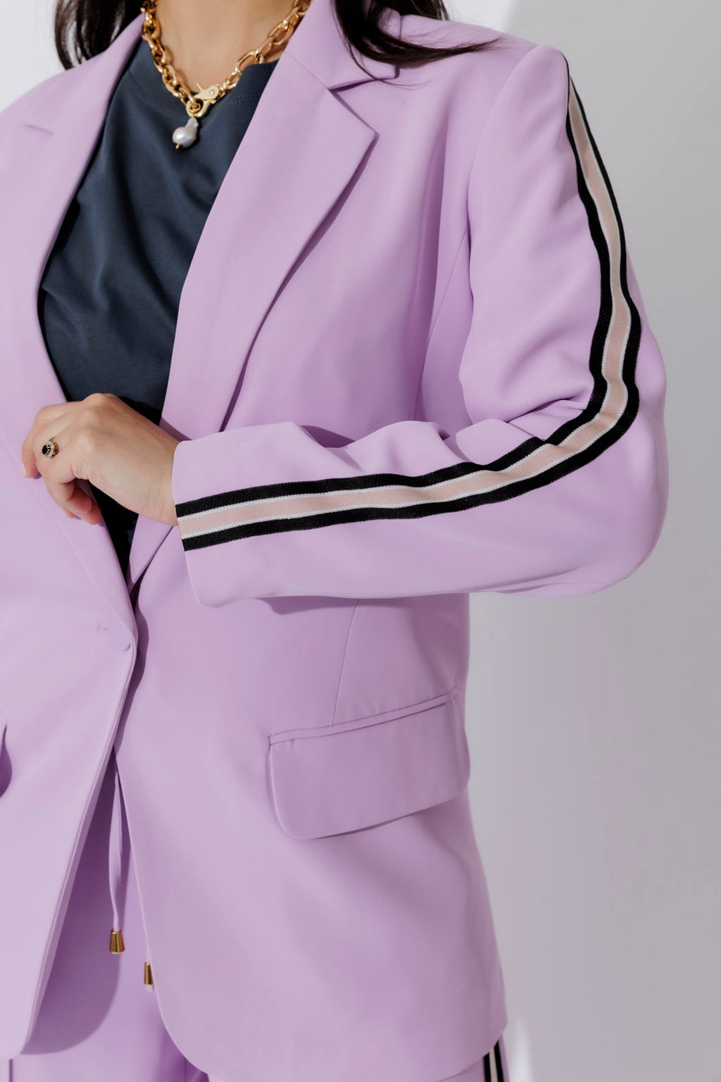 Lilac Euro Stripe Boyfriend Blazer