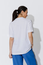 White Oversized Stripe Sleeve T-Shirt