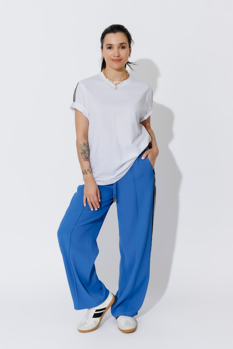 White Oversized Stripe Sleeve T-Shirt