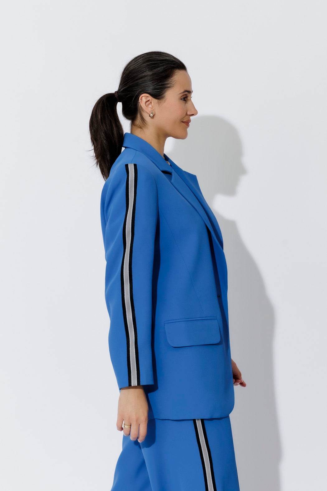 Electric Euro Stripe Boyfriend Blazer