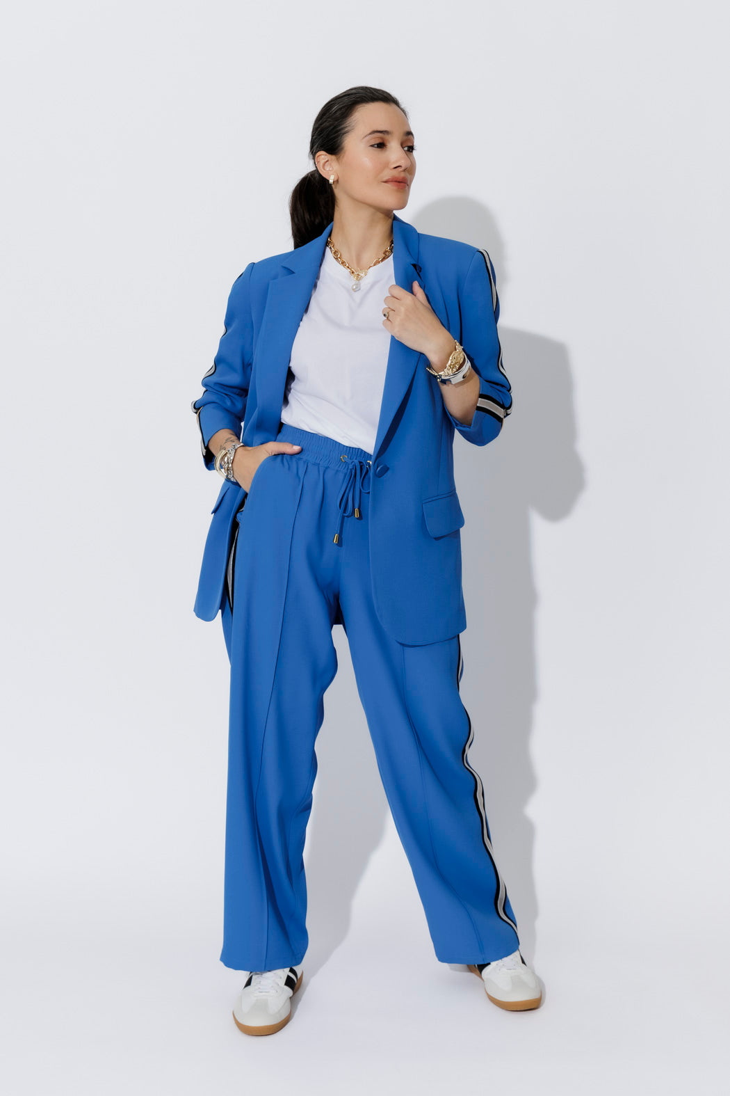 Electric Euro Stripe Boyfriend Blazer