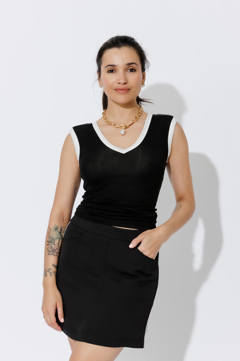 Black Tencel Trim Cami