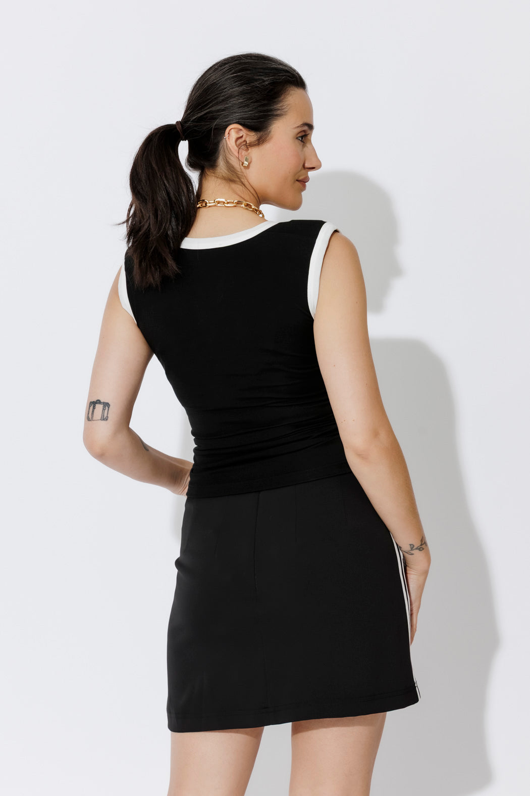 Black Tencel Trim Cami