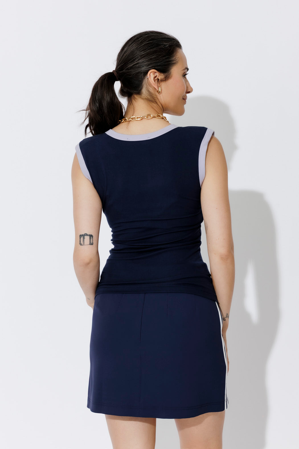 Navy Tencel Trim Cami